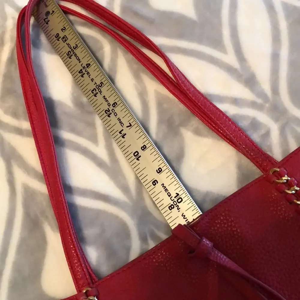 BCBG Paris Red & Gold Hardware Faux Leather Small Shoulder Bag